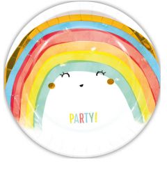 Papptallerken Rainbow Party 23 cm, 8 stk