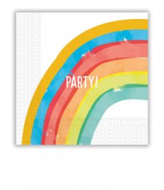 Papirservietter Rainbow Party 20 stk, 33x33cm