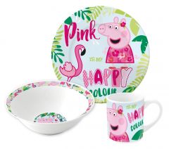 Barnesett i keramikk 3 deler, Peppa Pig Flamingo