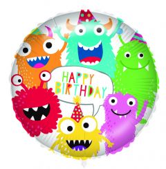 Ballong Monsters Happy Birthday Folie 46 cm