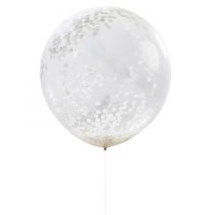 Ballong med Confetti Hvit 90 cm, 3 stk