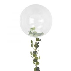 Ballong Hvit med grønne blader  90 cm, 1 stk