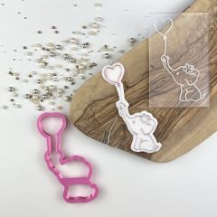 Cute Elephant with Heart Baby Shower Cookie Cutter and Embosser