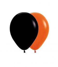 Ballonger Orange/Svart Fashion 30cm, 12PK
