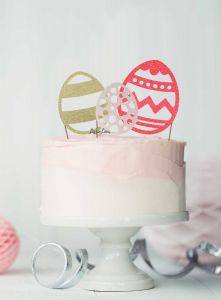 Easter Egg Cake Topper Set of 3 Glitter Card