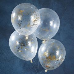 Ballong med Gull shimmer 30 cm, 5 stk