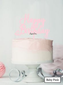 Kaketopper Happy Birthday Baby Pink Acrylic