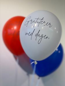 Ballonger GratulererMedDagen Rød,Blå,Hvit 30cm, 12
