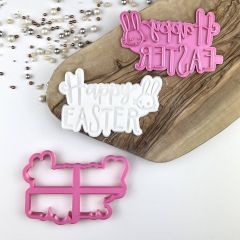 Happy Easter Style 2 Rabbit Cookie Cutter and stamp