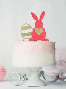 Easter Bunny with Heart and Easter Egg Cake Topper
