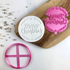 Merry Christmas with Mistletoe Cookie Cutter and Stamp