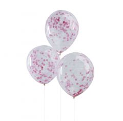 Ballong med Confetti i Rosa 30 cm, 5 stk