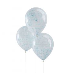 Ballong med Confetti i Blå 30 cm, 5 stk