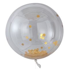 Ballong med Confetti Gull  90 cm, 3 stk