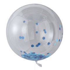 Ballong med Confetti Blå 90 cm, 3 stk