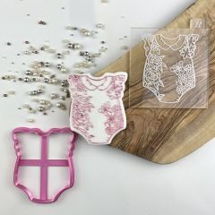 Pretty Flower Baby Romper Baby Shower Cookie Cutter and Embosser
