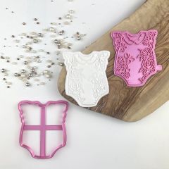 Pretty Flower Baby Romper Baby Shower Cookie Cutter and Stamp