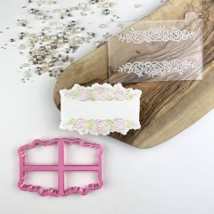 Rose Banner Floral Cookie Cutter and Embosser