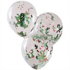 Ballonger med Confetti Jul 30 cm, 5 stk
