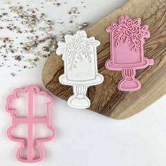 Wedding Cake with Flowers Cookie Cutter and Stamp